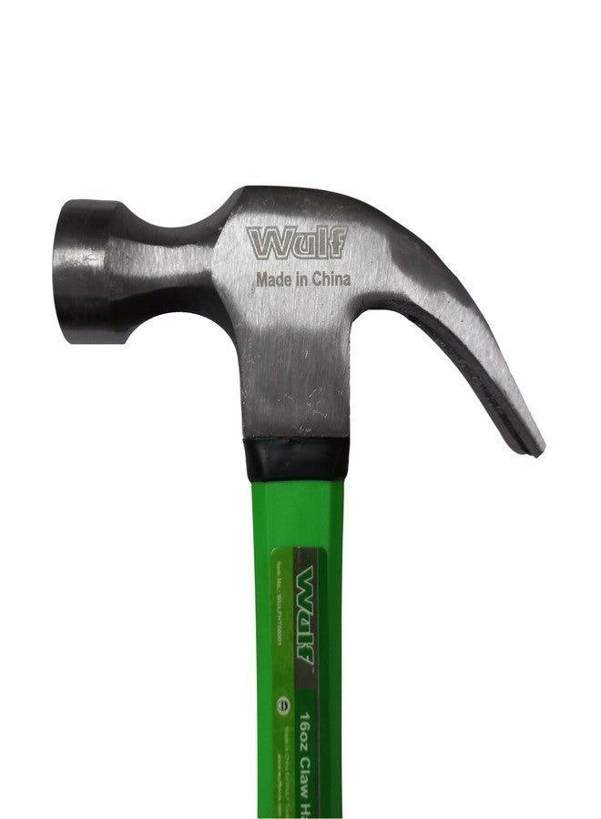 WULF 16oz Heavy Duty Claw Hammer | Drop-Forged Steel Head with Shockproof Fiberglass Handle | Durable Anti-Slip Grip for Carpentry, Construction, and Home DIY | Professional Hand Tool - Image 4